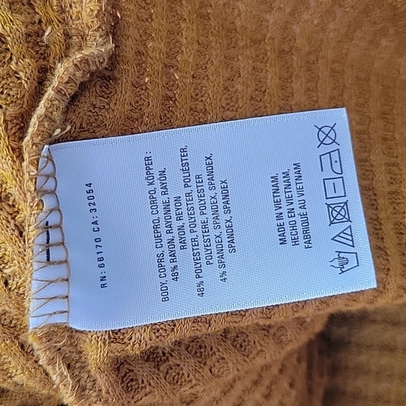 Anthropologie Ameki + Kin Mustard Waffle Knit Faux Wrap Sweater - Size Small - Picture 3 of 9